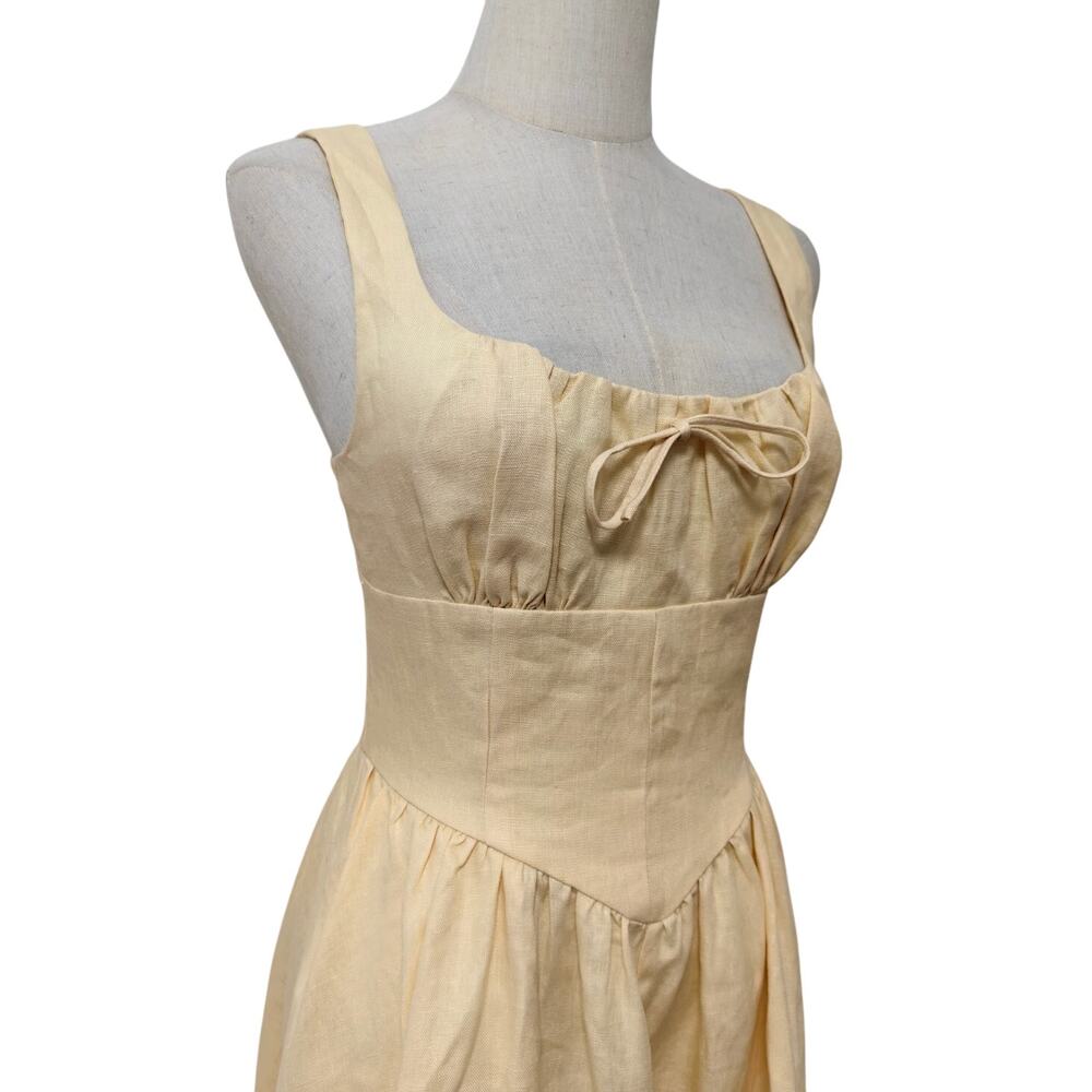 Reformation Butter Yellow Parmesan Balia Linen Dress US 6 - Picture 7 of 10